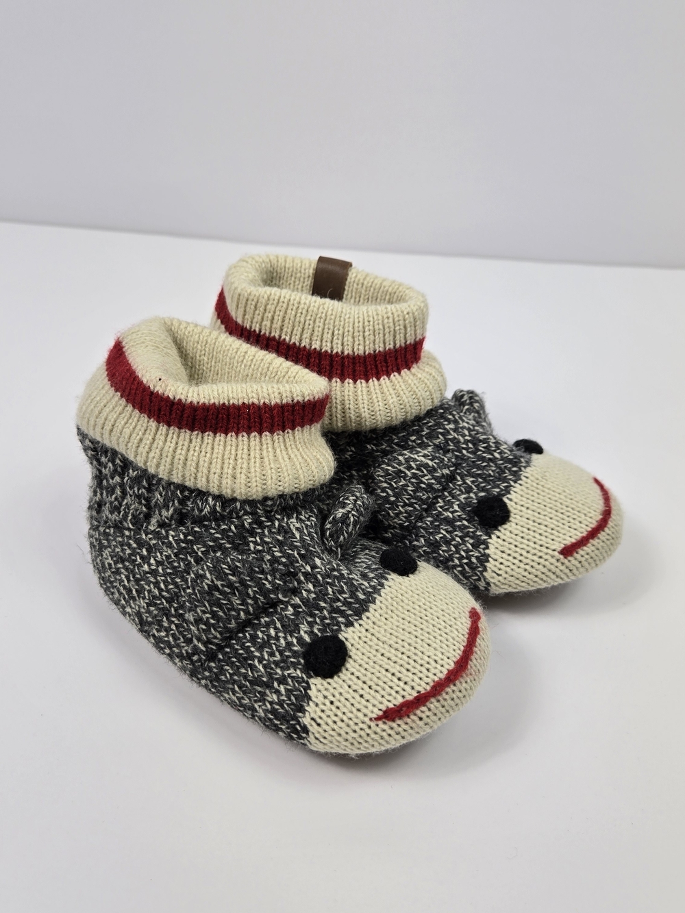 Roots Kids Sock Monkey Knit Slippers Baby 12-24 Months US Size 5-7